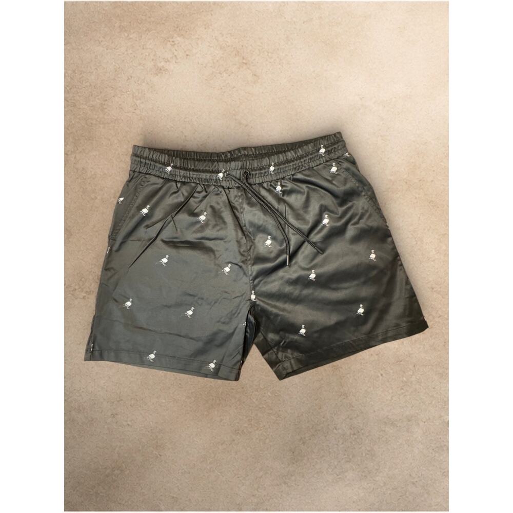 Staple Pigeon Swim Trunks Men’s Large Black All Over Pigeon Print NWT